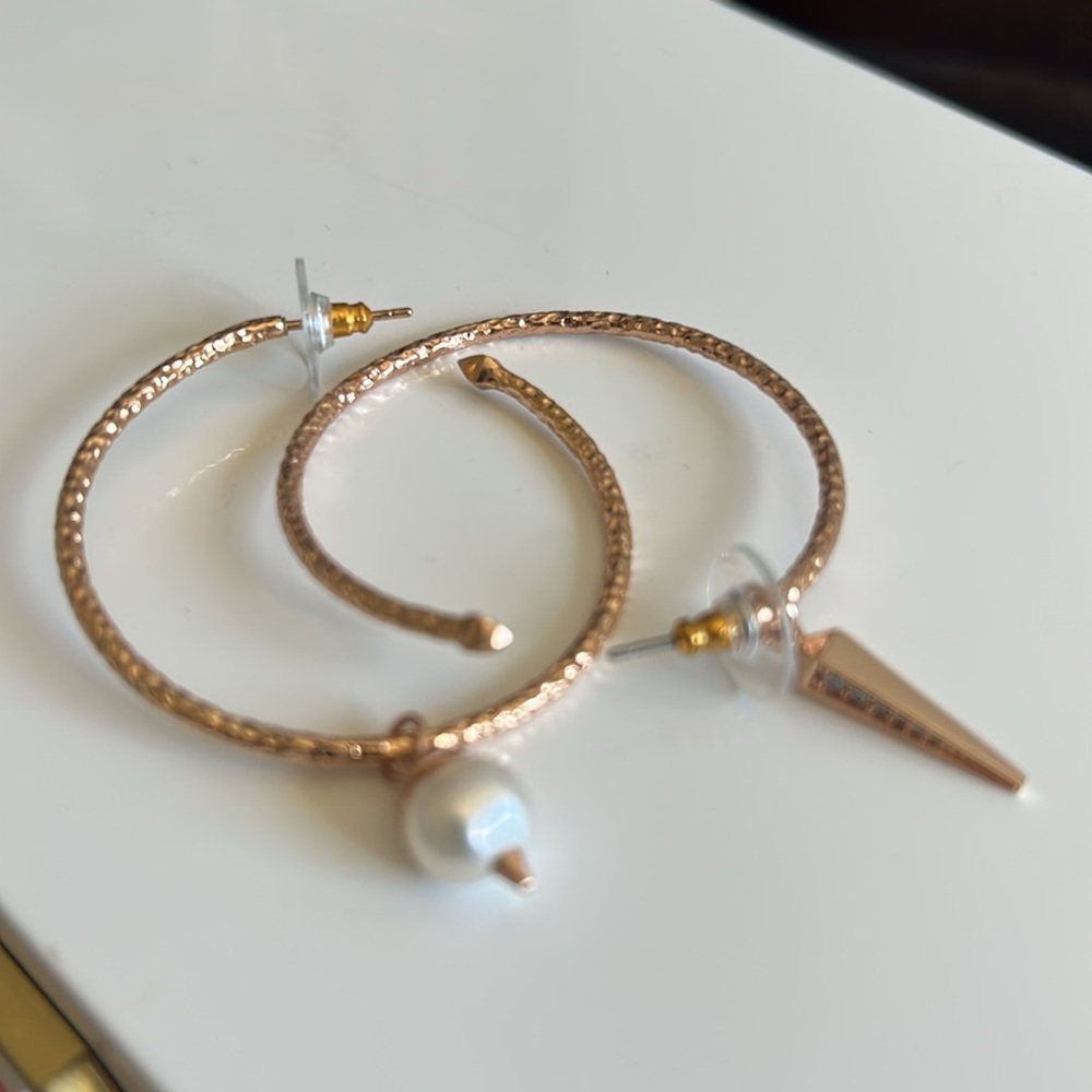 Kendra Scott Rose Gold Charm Hoop Earrings